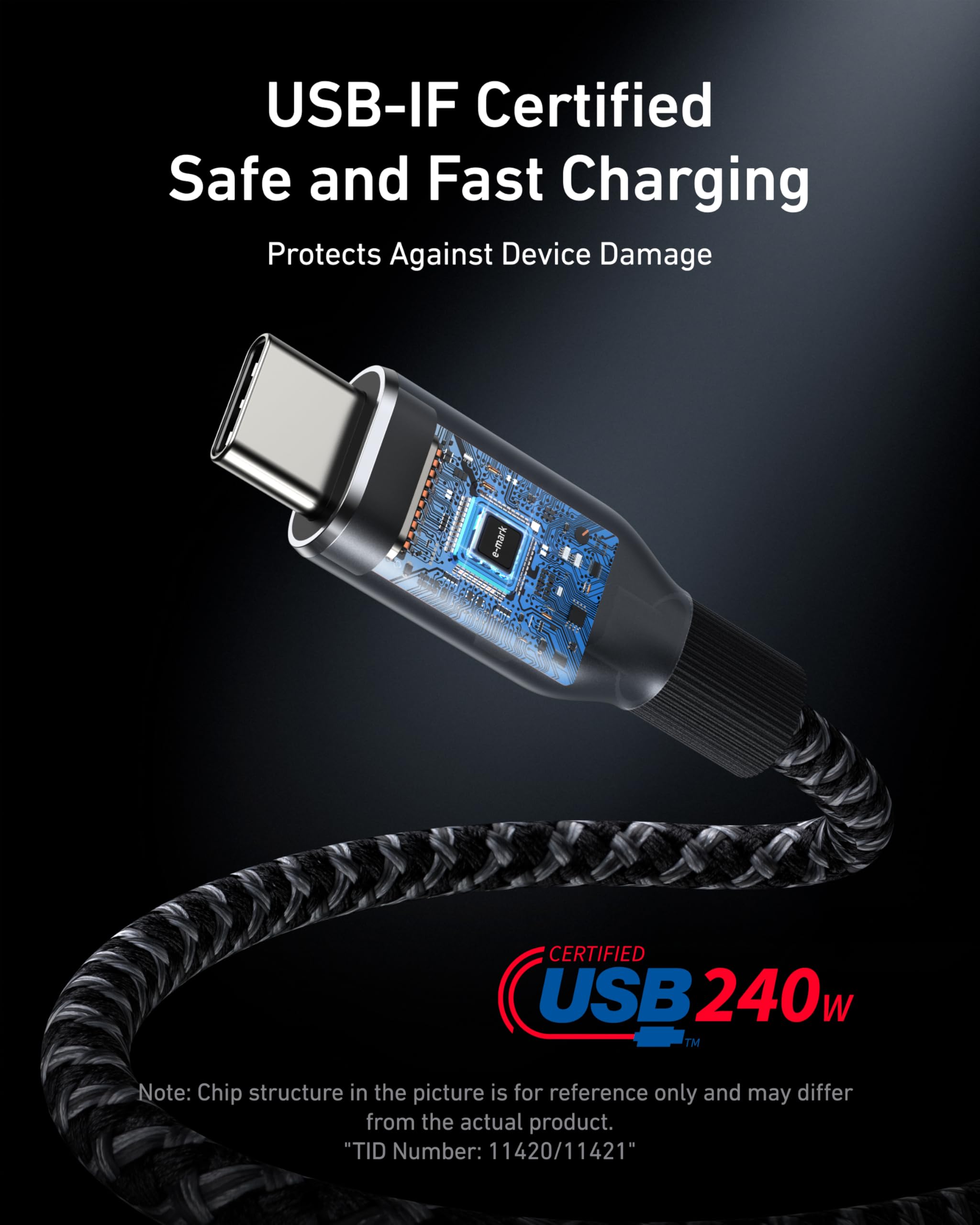 Anker Prime USB-C Cable 240W Fast Charging Recycled Braided 300K Bend