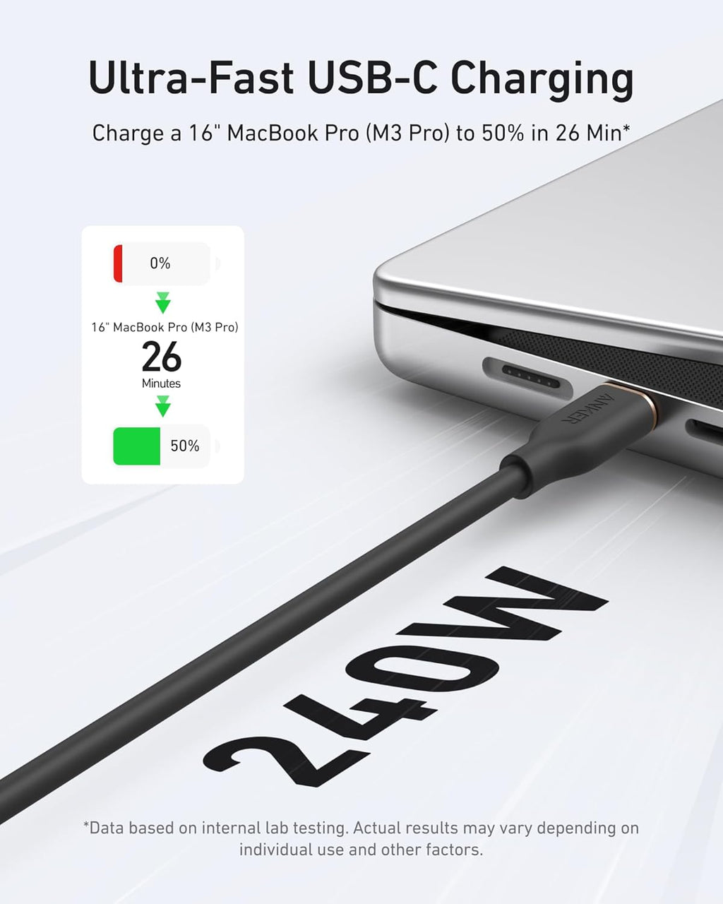 Anker 643 USB-C to USB-C Cable 100W Silicone Tangle-Free Flow Series