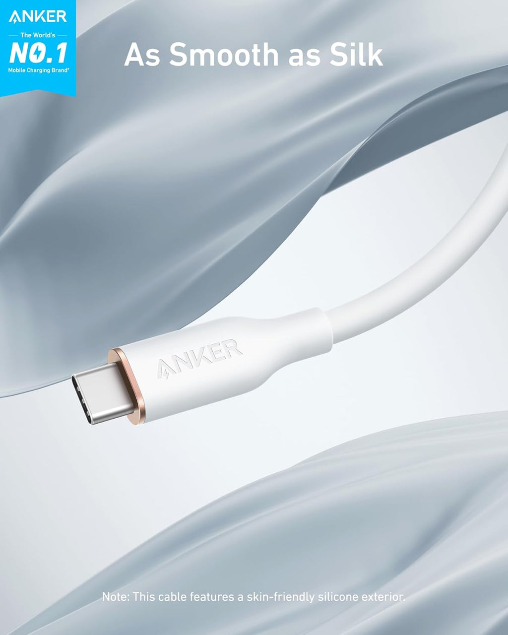 Anker 643 USB-C to USB-C Cable 100W Silicone Tangle-Free Flow Series