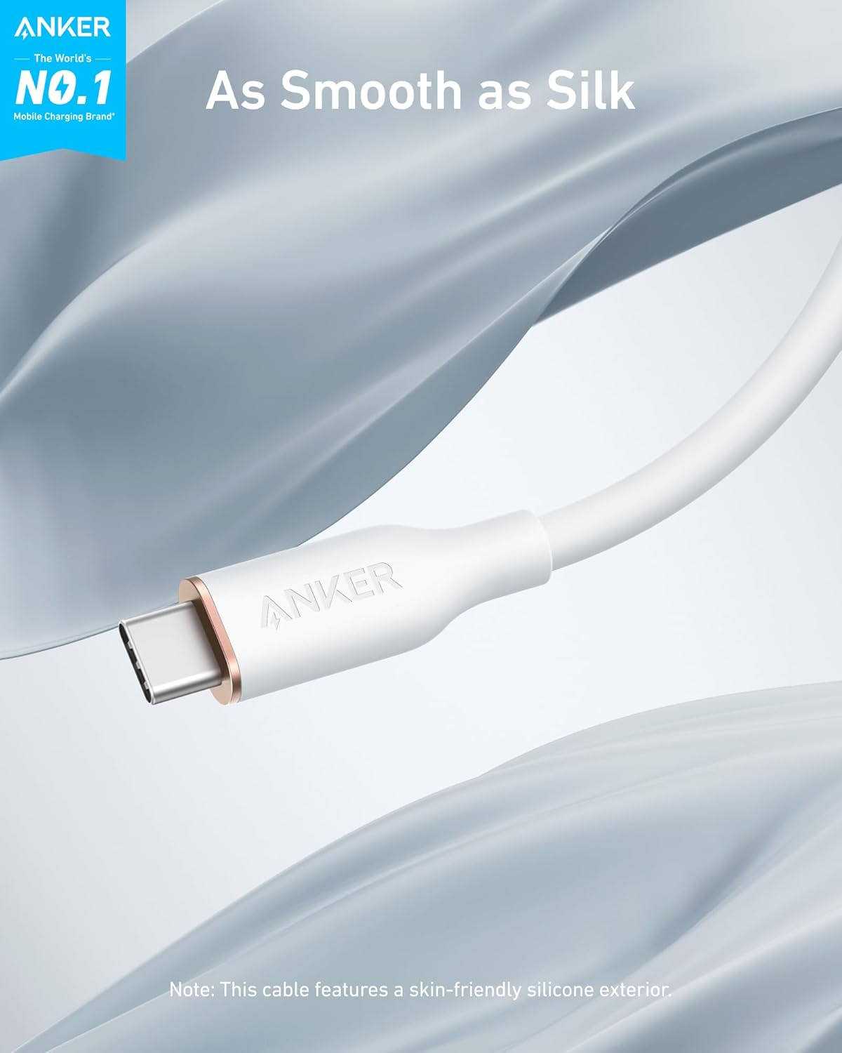 Anker 643 USB-C to USB-C Cable 100W Silicone Tangle-Free Flow Series