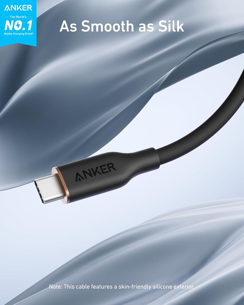 Anker 643 USB-C to USB-C Cable 100W Silicone Tangle-Free Flow Series
